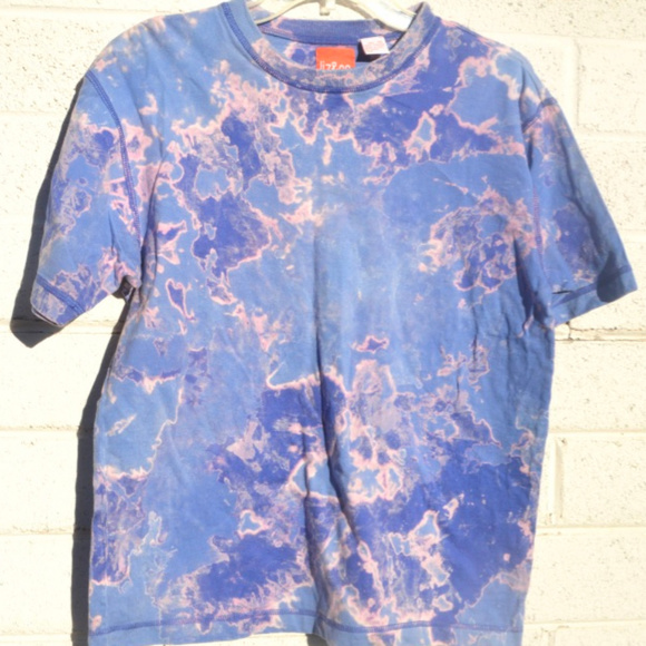 Anticulture Tops - Blue Tie Dye Distressed Cotton T Shirt Tied Dyed